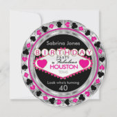 Roze 00ste verjaardagsfeestje - DIY City & State Kaart (Voorkant)