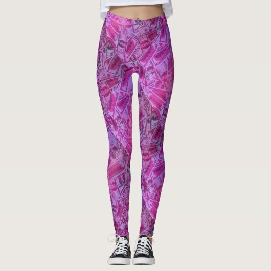 Roze $100 Biljetten Leggings (Voorkant)