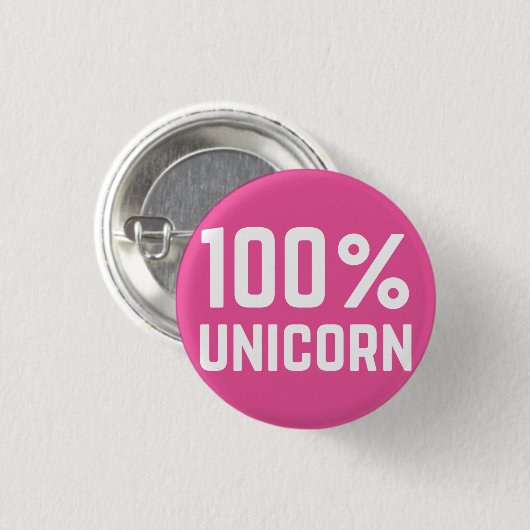 Roze 100% Unicorn Badge Pin Button (Voorkant /achterkant)