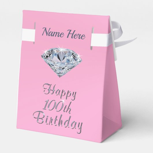 Roze, 100ste verjaardagspartij ideeën, gunstboxen, bedankdoosjes (Achterkant)