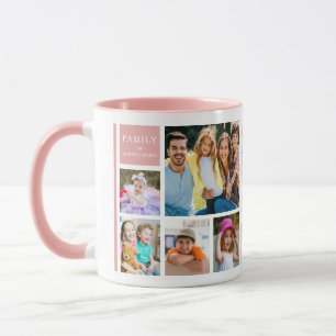 Roze 12 Familie Foto Collage Citaat Met Monogram  Mok