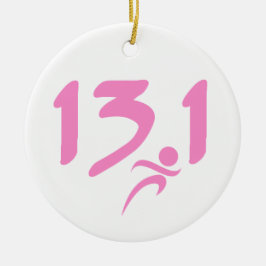 Roze 13.1 halve marathon keramisch ornament