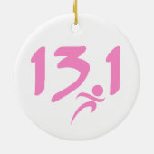 Roze 13.1 halve marathon keramisch ornament (Achterkant)