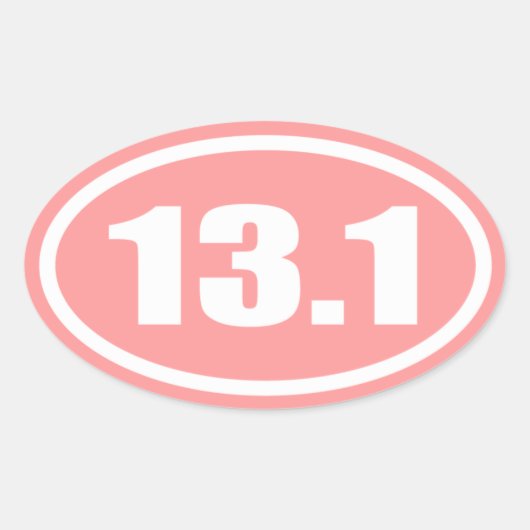 Roze 13.1 halve marathon ovaal ovale sticker (Voorkant)