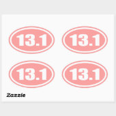 Roze 13.1 halve marathon ovaal ovale sticker (Vel)