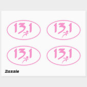 Roze 13.1 halve marathon ovale sticker (Vel)