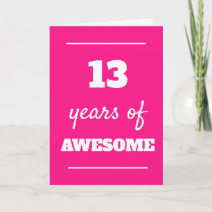 Roze 13 jaar Geweldige 13e verjaardag Kaart