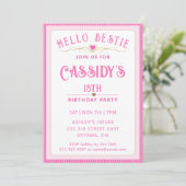  roze 13e verjaardag kaart (Staand voorkant)