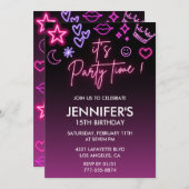 Roze 15e verjaardag uitnodigingen voor haar Modern (Voorkant / Achterkant)