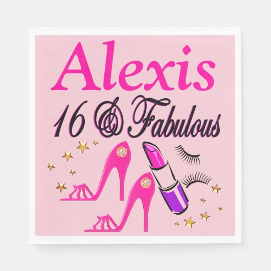 ROZE 16 & FANTASTISCHE GEPERSONALISEERDE FEESTSERV SERVETTEN (Voorkant)