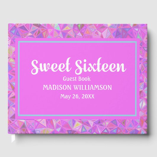 Roze 16 Verjaardag Gepersonaliseerd Gastenboek Geo (Voorkant)