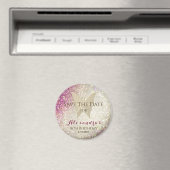 Roze 16e verjaardag sparen de Datum Uitnodiging Magneet (Insitu (Vaatwasser))