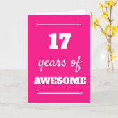 Roze 17th Birthday Kaart (Gele Bloem)