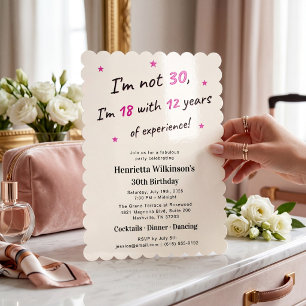 Roze "18 met 12 jaar ervaring" 30e verjaardag kaart
