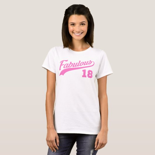 Roze 18e verjaardag t-shirt (Voorkant volledig)