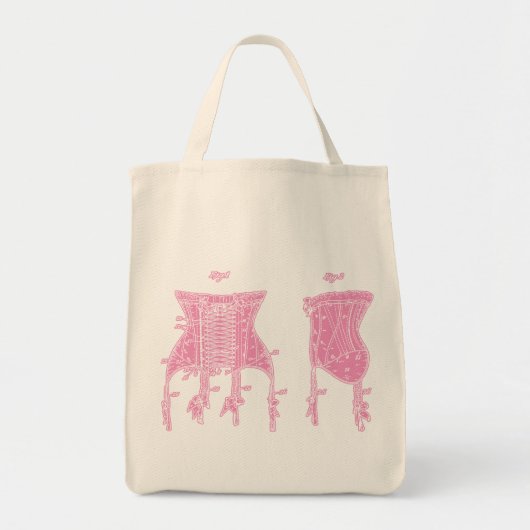 Roze 1908 Corset Illustration Tote Bag (Voorkant)