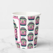 Roze 1970s Hippie Van Retro  Stijl Verjaardag Papieren Bekers (Links)