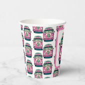 Roze 1970s Hippie Van Retro  Stijl Verjaardag Papieren Bekers (Rechts)
