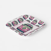 Roze 1970s Hippie Van Retro  Stijl Verjaardag Papieren Bordje (Gebogen)