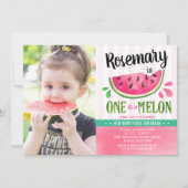 Roze 1 in een meloen eerste verjaardag Foto Kaart (Voorkant)