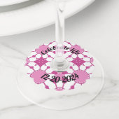 Roze 1 wijnglaslabel (Dichtbij)