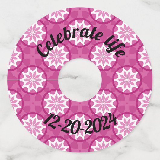 Roze 1b wijnglaslabel (Voorkant)