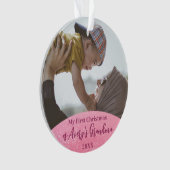 Roze 1e kerst als oma Foto Ornament (voorkant)