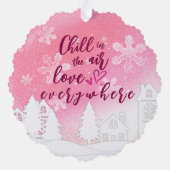 Roze 1e Kerstmis Samen Getrouwd Aangepaste Foto Ornament Kaart (Achterkant)