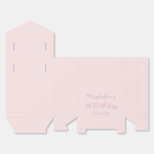 Roze 1e verjaardag bedankdoosjes (Ongevouwen)