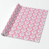 Roze 1e verjaardag cadeaupapier (Uitgerold)