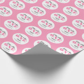 Roze 1e verjaardag cadeaupapier (Hoek)