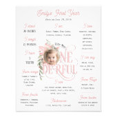 Roze 1e Verjaardag Elegante Onederful foto mijlpaa Foto Afdruk (Voorkant)