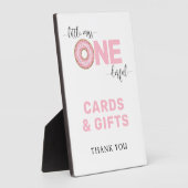 Roze 1e verjaardag Kaarten en geschenken Fotoplaat (Zijkant)