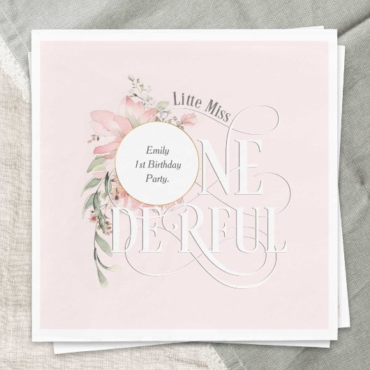 Roze 1e verjaardag Kleine Miss Onederland Servet