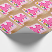Roze 1e Verjaardag Label op Tan achtergrond Cadeaupapier (Hoek)