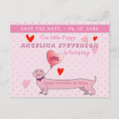 Roze 1e verjaardag meisje Bewaar de datum Aankondigingskaart (Voorkant)