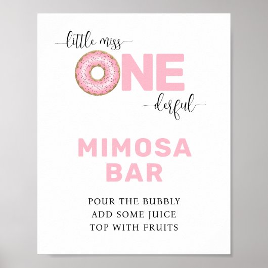 Roze 1e verjaardag Mom-osa Bar Poster (Voorkant)
