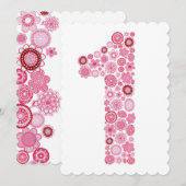 Roze 1e Verjaardag Nummer 1 Partij Custom Invite Kaart (Voorkant / Achterkant)