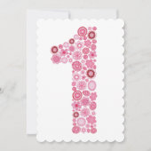 Roze 1e Verjaardag Nummer 1 Partij Custom Invite Kaart (Voorkant)