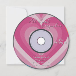 Roze 2000s Aura Hearts Muziek CD Verjaardag Kaart