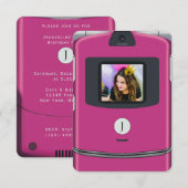 Roze 2000s Flip Telefoon Verjaardag Kaart (Voorkant / Achterkant)