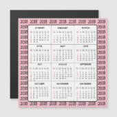 Roze 2018 Calendar Square Magnetic Card (Voorkant / Achterkant)