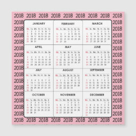Roze 2018 Calendar Square Magnetic Card