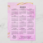 Roze 2022 Agenda Uw Logo bedrijf Programmakaart (Voorkant / Achterkant)