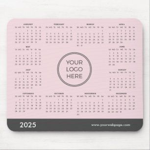 Roze 2025 Kalender Zakelijke Logo Muismat