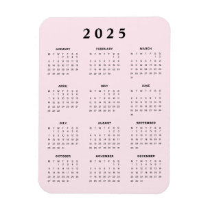 Roze 2025 Maandkalender Magneet