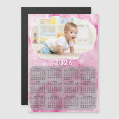 Roze 2025 Magnetische Kalender Aangepaste Foto (Voorkant / Achterkant)