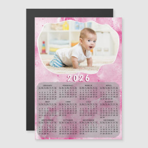 Roze 2025 Magnetische Kalender Aangepaste Foto