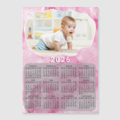 Roze 2025 Magnetische Kalender Aangepaste Foto (Voorkant)