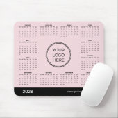 Roze 2026 Business Calendar Muismat (Met muis)